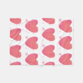 Roze Waterverf Heart Fleece Deken (Voorkant (Horizontaal))