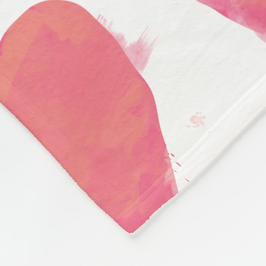 Roze Waterverf Heart Fleece Deken (Hoek)