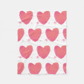 Roze Waterverf Heart Fleece Deken (Voorkant)
