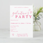 Roze Waterverf Heart Galentine's Invitation Kaart (Staand voorkant)