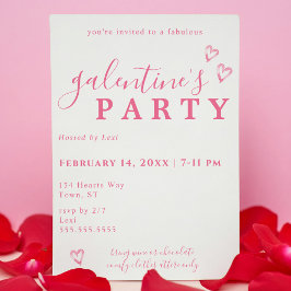 Roze Waterverf Heart Galentine's Invitation Kaart