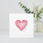 Roze Waterverf Heart Gem Love Note Romantisch (Staand voorkant)