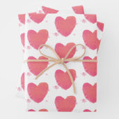 Roze Waterverf Heart Inpakpapier Vel (In situ)