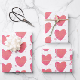 Roze Waterverf Heart Inpakpapier Vel