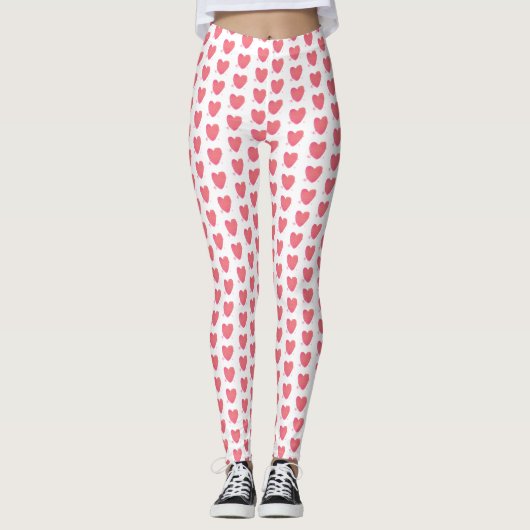 Roze Waterverf Heart Leggings (Voorkant)