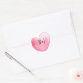 Roze Waterverf Heart Monogram Weddenschap Ronde Sticker (Envelop)