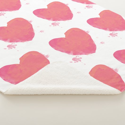 Roze Waterverf Heart Sherpa Deken (3/4)