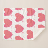 Roze Waterverf Heart Sherpa Deken (Voorkant (horizontaal))