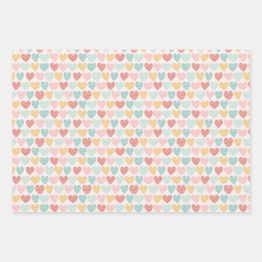 Roze Waterverf Hearts Cute Valentijnsdag Inpakpapier Vel (Voorkant 3)