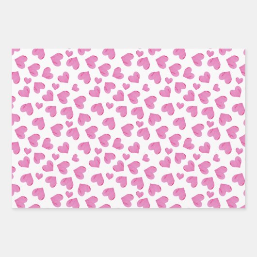 Roze Waterverf Hearts Cute Valentijnsdag Inpakpapier Vel (Voorkant 2)