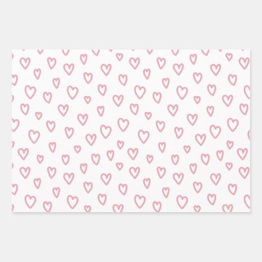 Roze Waterverf Hearts Cute Valentijnsdag Inpakpapier Vel (Voorkant)