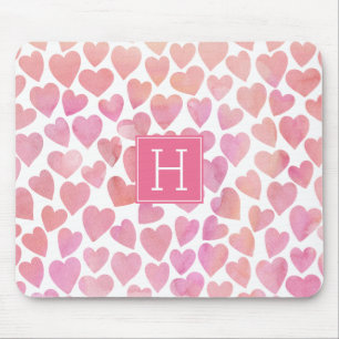 Roze Waterverf Hearts Patroon Muismat