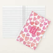 Roze Waterverf Hearts Patroon Notitieboek (Binnen)