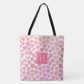 Roze Waterverf Hearts Patroon Tote Bag (Voorkant)