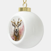 Roze Waterverf Herten Keramische Kerst Bal Ornament (Rechts)