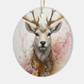 Roze Waterverf Herten Keramische Kerst Ornament (Links)