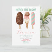 Roze Waterverf Hier is de scoop Verjaardag Kaart (Staand voorkant)