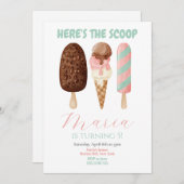 Roze Waterverf Hier is de scoop Verjaardag Kaart (Voorkant / Achterkant)