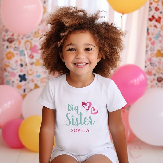 Roze Waterverf hoort grote zuster monogram bij Kinder Shirts