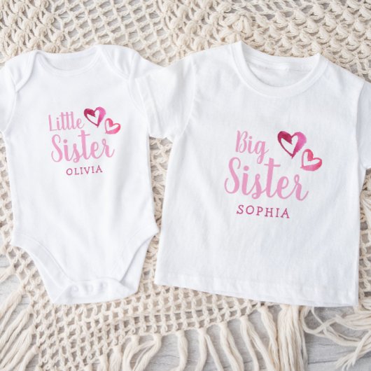 Roze Waterverf hoort grote zuster monogram bij Kinder Shirts