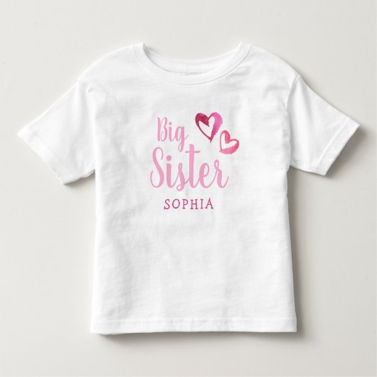 Roze Waterverf hoort grote zuster monogram bij Kinder Shirts (Voorkant)