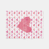 Roze Waterverf hoort valentijnspatroon Fleece Deken (Voorkant (Horizontaal))