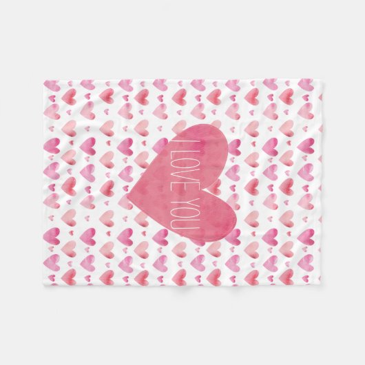 Roze Waterverf hoort valentijnspatroon Fleece Deken (Voorkant (Horizontaal))