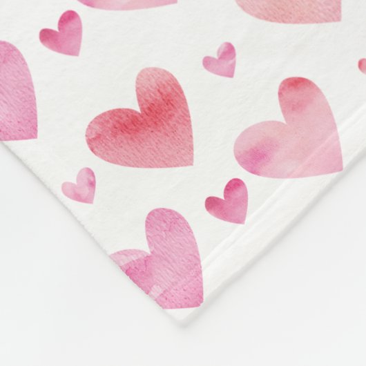Roze Waterverf hoort valentijnspatroon Fleece Deken (Hoek)