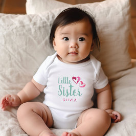 Roze Waterverf Hoorten Kleine Zuster Naam Monogram Romper