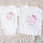 Roze Waterverf Hoorten Kleine Zuster Naam Monogram Romper