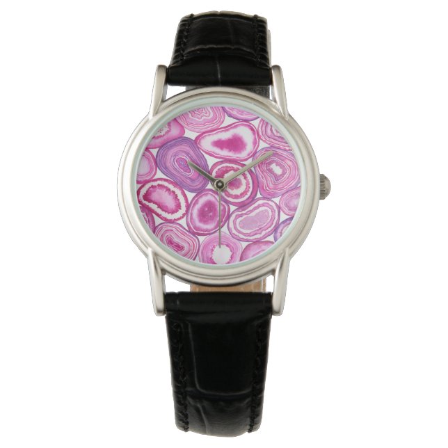 Roze waterverf horloge (Voorkant)
