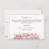 Roze waterverf hortensia zomerbloemen begrafenis bedankkaart (Voorkant)