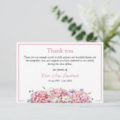 Roze waterverf hortensia zomerbloemen begrafenis bedankkaart (Staand voorkant)