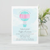 Roze Waterverf Hot Air Ballon Baby shower Kaart (Staand voorkant)
