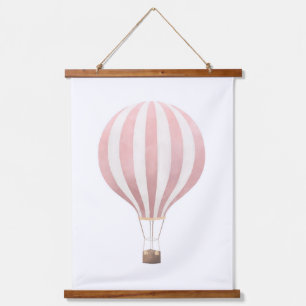Roze Waterverf Hot Air Ballon Nursery Hangend Wandkleed