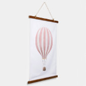 Roze Waterverf Hot Air Ballon Nursery Hangend Wandkleed (Gebogen)