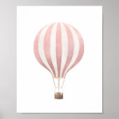 Roze Waterverf Hot Air Ballon Nursery Poster (Voorkant)
