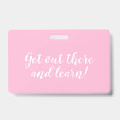 Roze Waterverf Huisonderwijs Educator ID Badge (Achterkant)