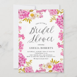 Roze Waterverf Hydrangea Bloemen Vrijgezellenfeest Kaart