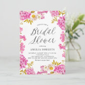 Roze Waterverf Hydrangea Bloemen Vrijgezellenfeest Kaart (Staand voorkant)