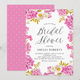 Roze Waterverf Hydrangea Bloemen Vrijgezellenfeest Kaart
