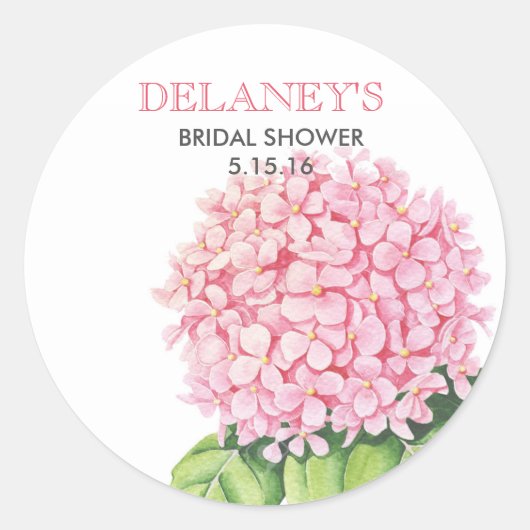 Roze Waterverf Hydrangea Stickers (Voorkant)