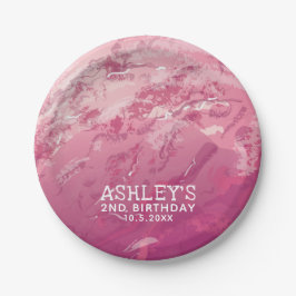 Roze Waterverf Ice Cream Persoonlijke partij Papieren Bordje