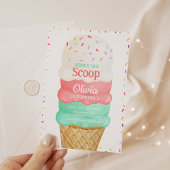 Roze Waterverf ijsje 1e verjaardag Kaart