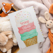 Roze Waterverf ijsje 1e verjaardag Kaart