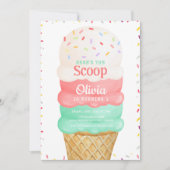 Roze Waterverf ijsje 1e verjaardag Kaart (Voorkant)