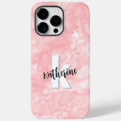 Roze Waterverf Initiaal Monogram Case-Mate iPhone Case (Achterkant)