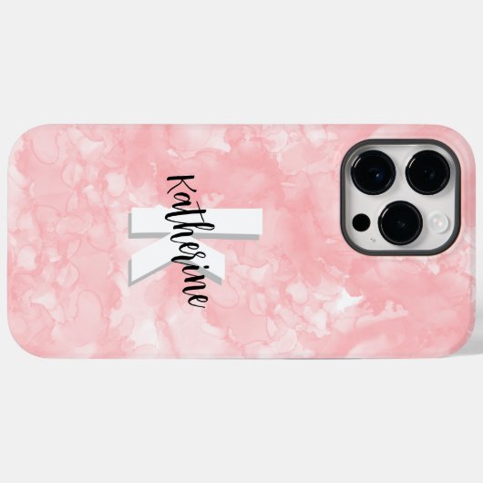 Roze Waterverf Initiaal Monogram Case-Mate iPhone Case (Achterkant (horizontaal))