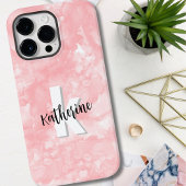 Roze Waterverf Initiaal Monogram Case-Mate iPhone Case