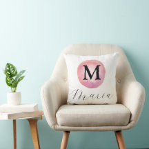 Roze Waterverf initiaal Monogram Letter